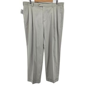 JOS A BANK Traveler's Collection Mens‎ 40x29 Khaki Pleated Cotton Dress Pants